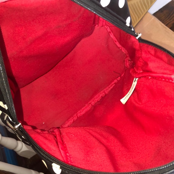 DISNEY Minney Mouse Backpack Black Red & White Bag Red Lining Like New RARE HTF - Picture 14 of 17